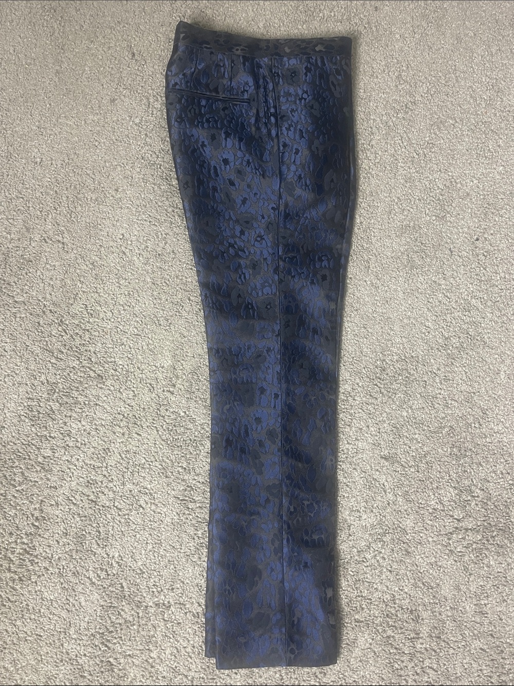 H&M Navy Jacquard Slim Fit Trousers